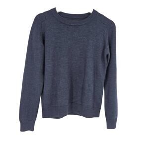 AYR Sweater Navy Blue Extra Fine Merino Wool Crewneck Long Sleeve Pullover Sz M